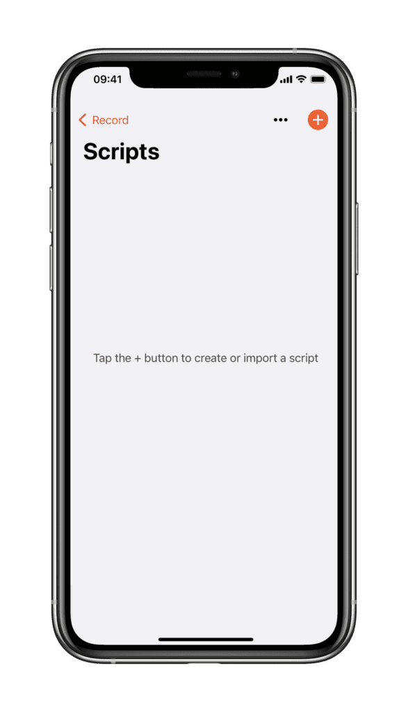 Tap + to create or import a script