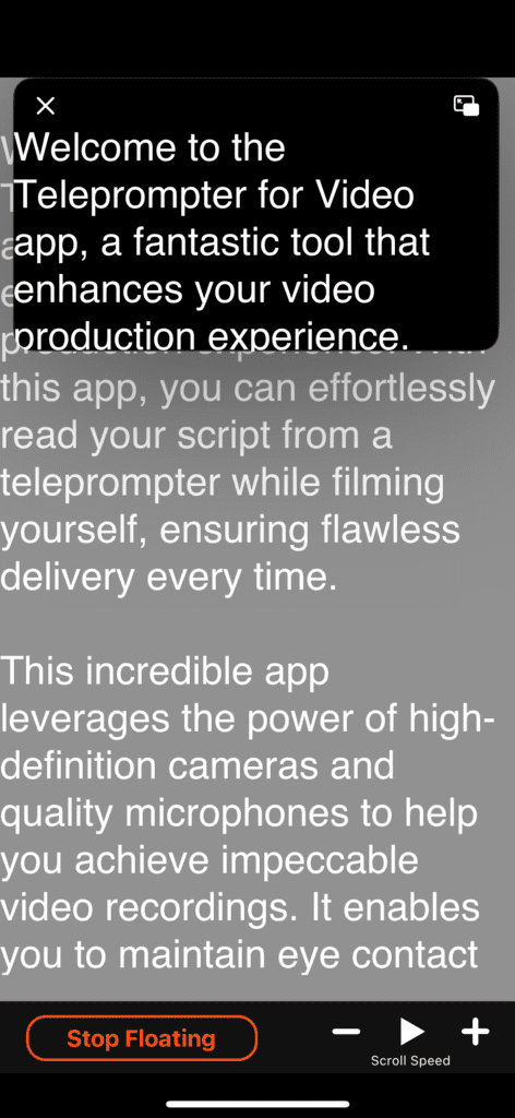 Application de téléprompteur à superposition flottante iOS